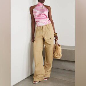 Marmo printed silk-twill halterneck top